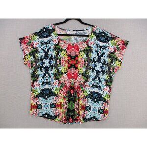 Dressbarn Womens Floral Print Top 2X Polyester Spandex Blend Made In USA
